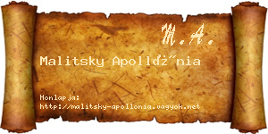 Malitsky Apollónia névjegykártya